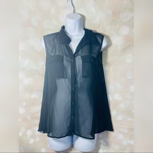 Forever 21 sheer black button up top